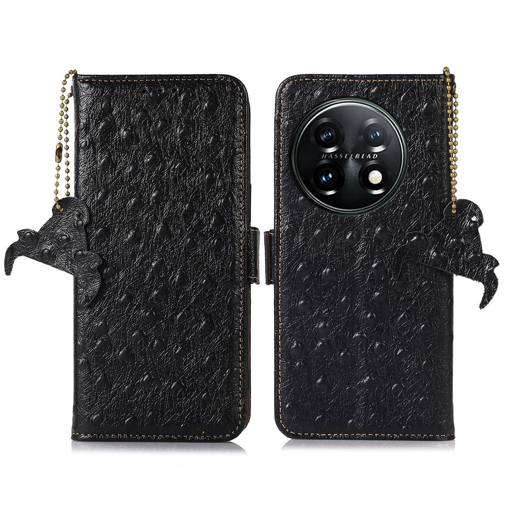 RFID Blocking Phone Cover For OnePlus 11 5G Ostrich Pattern Leather Shockproof Phone Case with Stand Wallet RFID Blocking Phone Cover For OnePlus 11 5G Ostrich Pattern Leather Shockproof Phone Case with Stand Wallet